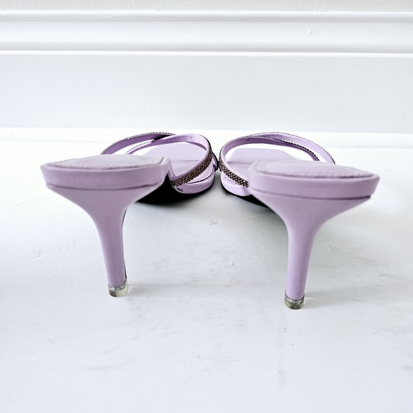 Black Suede Studion Ari Purple Metallic Stiletto Slide Sandals Size 6.5 - Picture 4 of 6